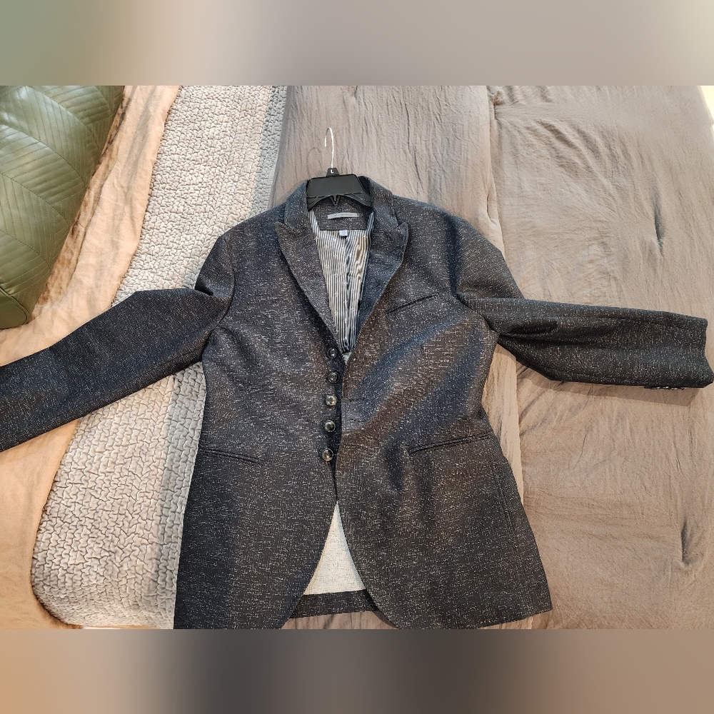 John Varvatos dark navy speckled blazer jacket